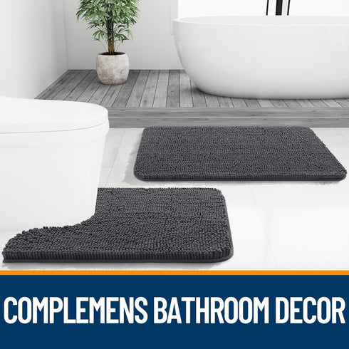 OLANLY Bathroom Rugs 47x20, Extra Soft Absorbent Chenille Bath Mats, Non-Slip, Machine Washable for Bathroom Floor