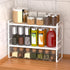 Counter 1 Pack iPEGTOP Expandable Cabinet Storage Shelf Organizer Rack, Heavy Duty Stackable Steel Metal Spice Rack