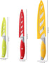 Chef Knife, 3PCS Kitchen Knife, Multicolor Stainless Steel Sharp Chef Knife Set, 8 Inch Chef's Knife, 4.5 Inch Utility Knife, 4 Inch Paring Knife (3Pack, Yellow, Red, Green) by VITUER