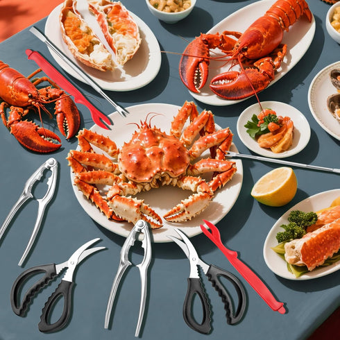 Veluft 20 Pcs Crab Crackers and Tools, Crab Crackers, Lobster Sheller, Fork, Scissors & Storage Bag, Crab & Lobster