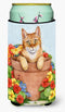 Caroline's Treasures Tall Boy Hugger Can Cooler Sleeve, Ginger Cat in Pot by Debbie Cook, Machine Washable