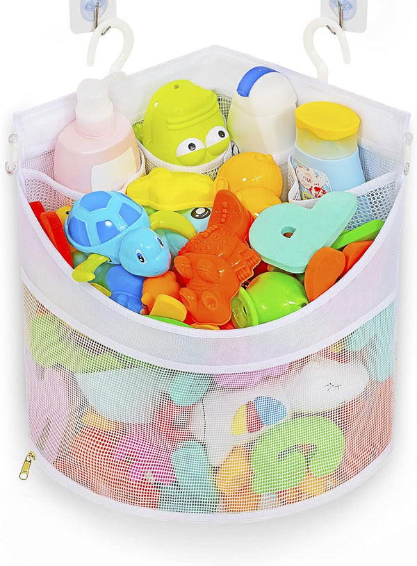 Baby Bath Toy Organizer - Quick Drying Mould Proof Corner Hang-Suspension Holder for Shower Caddy
