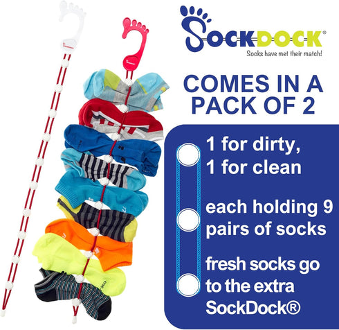 Sock Laundry Solution for Washing, Drying & Storing Socks in Pairs, Clip & Hold Socks, 2-Pack