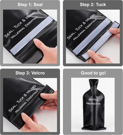 Reusable Wine Bottle Protector (4 Pack) - Double Air Bubble Cushion Bags for Safe Travel - Great Gift for Wine Lovers