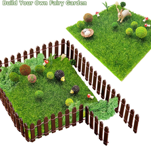 QuarenDen 36Pcs, 6in 6in Miniature Garden Accessories, x Fairy Artificial Grass, Fake Moss, Mini Fairy Garden Grass
