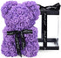 LINKLO Rose Bear, 10 inch Artificial Rose Flower Bear Gift for Wedding, Mothers Day, Anniversary (Purple)