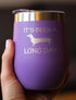 Been a Long Day Dachshund Wine Tumbler with Sliding Lid - Stemless Stainless Steel Insulated Cup, Purple