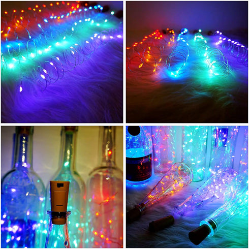 SmilingTown 15 Pack Wine Bottle Cork Lights, 10 LED, 40 Inches, Battery Operated Silver Wire Fairy Mini String Lights