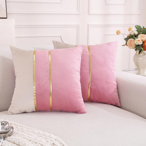 TAOSON Velvet Throw Pillow Covers,Pack of 2 Soft Decorative Cushion Covers Cases Pink