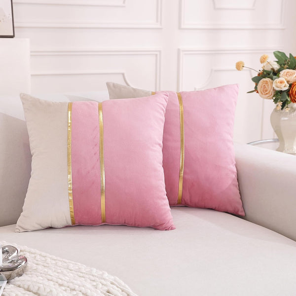 TAOSON Velvet Throw Pillow Covers,Pack of 2 Soft Decorative Cushion Covers Cases Pink