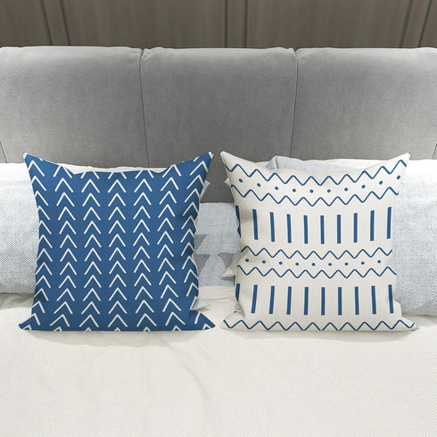 YCOLL Pillow Covers 16x16 Set of 4 - Modern Outdoor Linen Fabric Pillow Case for Couch, Light Blue