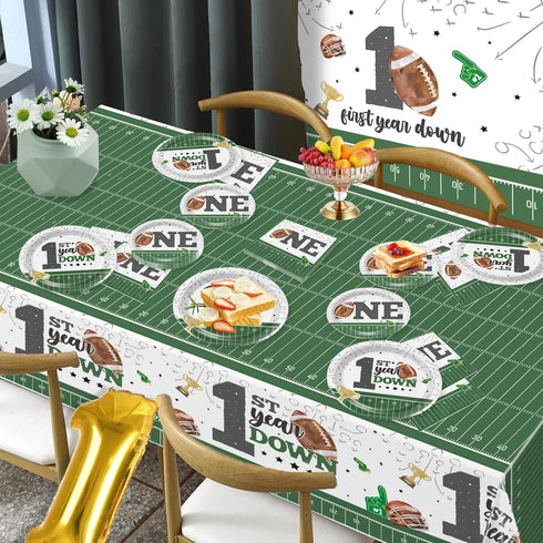 192pcs First Year Down Birthday Party Decorations Include Photo Banner High Chair Banner Backdrop Tablecloth Balloons