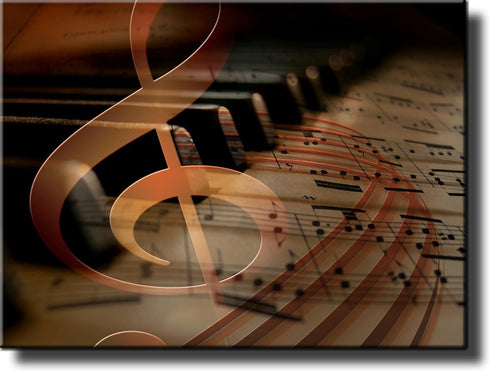 Music Notes Piano Picture, Stretched Canvas Wall Art Decor, Ready to Hang!