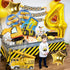 Teslite 4th 9Pcs 40 Inch 4 Bulldozer Set 4 Construction Balloons Birthday, Gold Number Balloons with Large Excavator