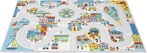 120 78cm 2 J05910 Janod - Children's Car Rug - City Theme - Soft & Non-Slip - Urban Pattern - Play Rug for Girls