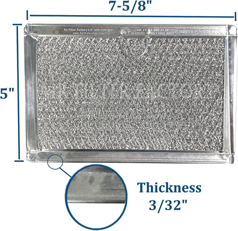 Air Filter Factory Replacement for GE Microwave Oven, 5 x 7.62 x 0.09 Inches, 2-Pack