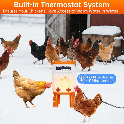 Gribouillage 4 8 (7L-Red) 12L) Heated Chicken Waterer, Thermostatically Controlled Poultry Water Heater for Winter