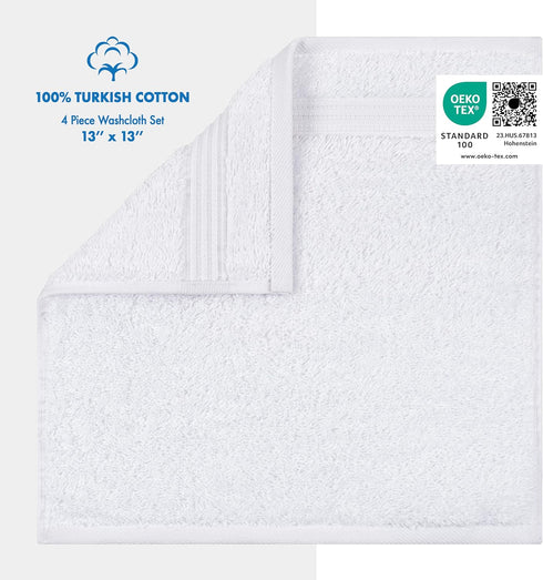 Cotton Paradise 100% Cotton Turkish Washcloth Set - 4 Piece Soft Absorbent Small Hand Face Towels
