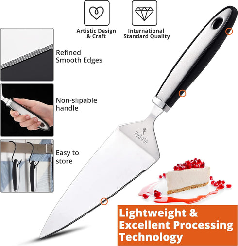 Cake Cutter and Pie Server, Stainless Steel Angled Spatula with Serrated Blade, Professional Wide Slicer for Cakes,