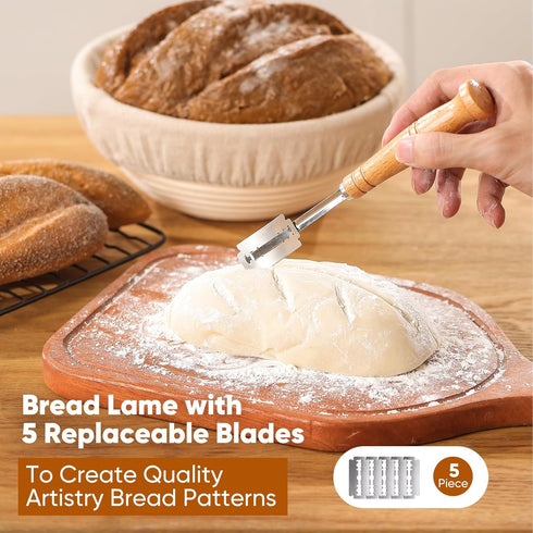 Sourdough Bread Proofing Basket Banneton Bowl with Liner, Handmade Quality Round Indonesian Rattan Baking Supplies