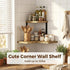 2-Tier SRIWATANA Rustic Corner Shelf, Wood Wall Shelf, Wall Mounted Storage Shelves for Bedroom, Living Room, Bathroom