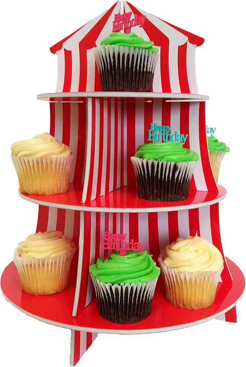3 Tier Cupcake Stands, Themed Cupcake Serving Holders (Carnival)
