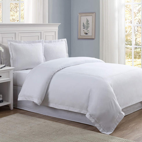 Bed Maker's Levinsohn Luxury Hotel Tailored Pillow Sham Pair, White with Baratta Stitched Hem, Standard