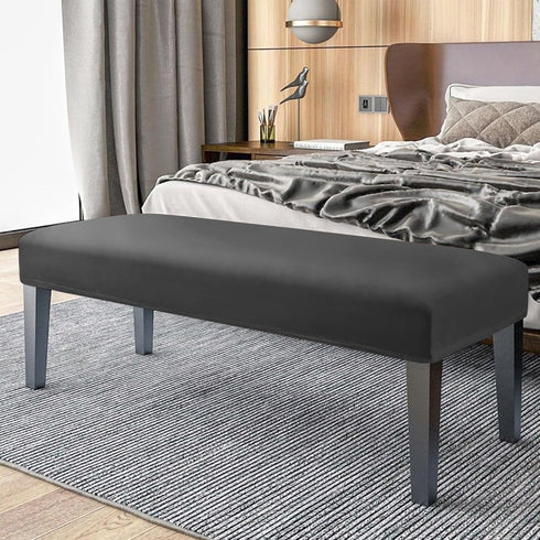 HFCNMY Elegant Black Stretch Velvet Dining Bench Slipcover - Washable & Soft