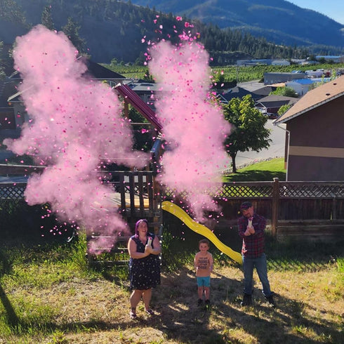2 2 4 Pack PrimePure Gender Reveal Confetti Cannon - Biodegradable Powder & Heart Shaped Confetti Poppers - Pink