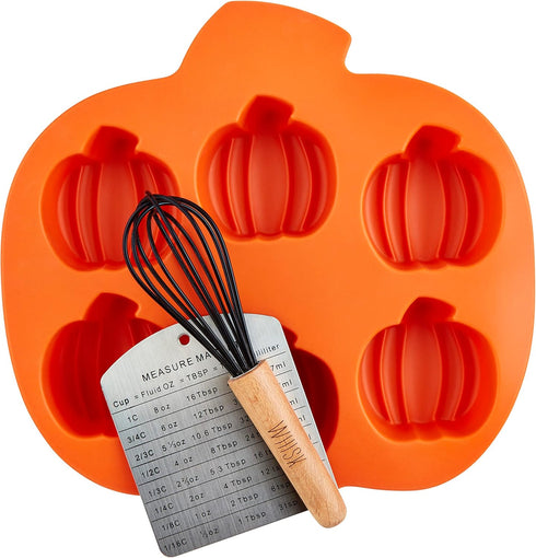 Mud Pie Pumpkin Silicone Baking Set, mold 9 1/2" x 9 3/4",Orange