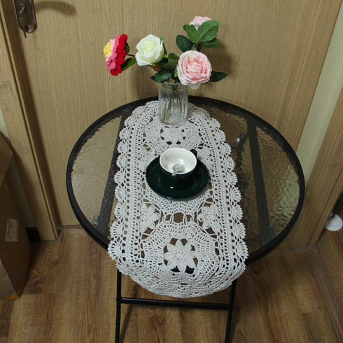 BIBITIME Handmade Crochet Lace Doilies, 10" x 22", Light Grey, Pack of 1 PC for Home Kitchen