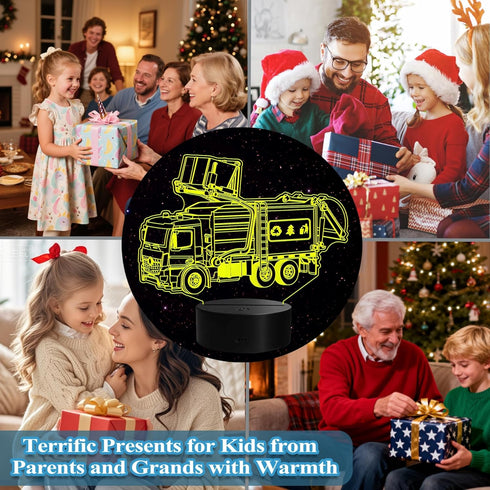 3D 16 4 Dimmable, Garbage Truck Night Light, Garbage Truck Gifts, Illusion Lamp with Remote Control, RGB Colors