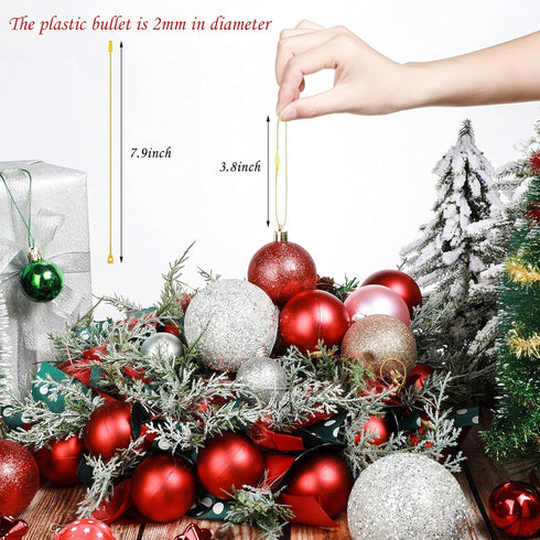 1000 Pieces Ornament Precut Cord Hangers with Snap Fastener for Christmas Tree Holiday Party Decoration (Gold, Silver,