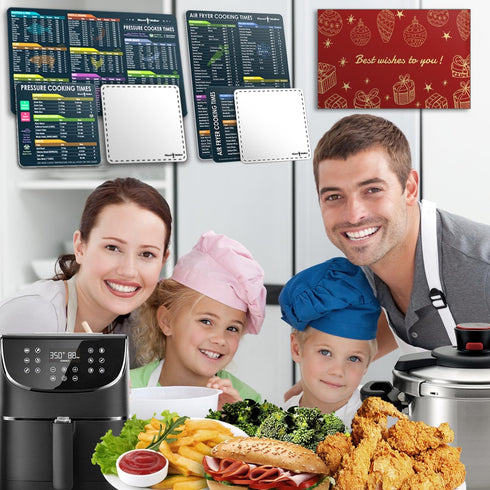 Air Fryer Cooking Times Chart and Instant Pot Cookbooks, 2 Sets of 6 Pcs, Black Magnetic Cheat Sheet