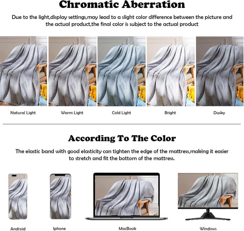 NEWCOSPLAY Super Soft Throw Blanket, Grey Premium Silky Flannel Fleece Leaves Pattern, All Season Use