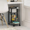 C Shaped Side Table with Casters in French Oak Grey/Black