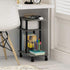 C Shaped Side Table with Casters in French Oak Grey/Black
