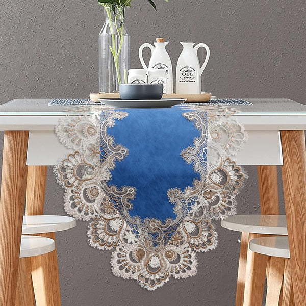 Vintage Lace Dining Table Runner, 120 Inches Floral Coffee Table Runners for