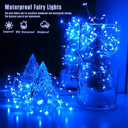 6 Pack 2PCS 6.5ft 20LED Fairy Lights Battery Operated String Lights with Timer Remote Blue Twinkle Light Waterproof
