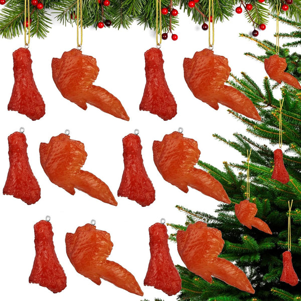Yinder 12 Pcs Christmas Chicken Wing Ornaments, Chicken Wing Food Ornaments for