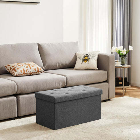 30in 660lbs, DUMOS Storage Ottoman Bench, Storage Chest, End of Bed Foot Rest Stool with Padded Seat, Bedroom Bench