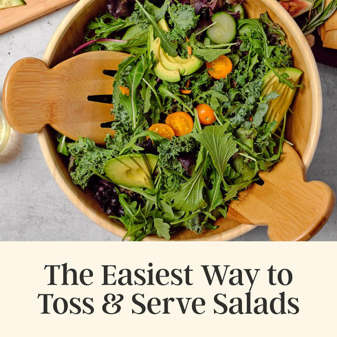 Totally Bamboo Salad Hands, Bamboo Serving Utensils for Tossing & Serving
