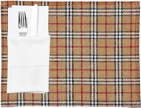 Restaurantware 16 x 12 Inch Dining Table Placemats Set of 6, Vintage Style Easy to Clean Plastic Mats