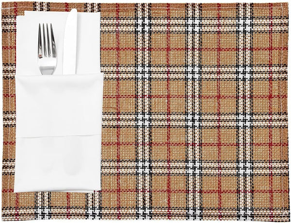Restaurantware 16 x 12 Inch Dining Table Placemats Set of 6, Vintage Style Easy to Clean Plastic Mats