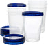 PLASTICPRO Food Storage Freezer Deli Containers Clear Bottom with Blue Top Twist on Lids Reusable, Stackable (32 oz 6