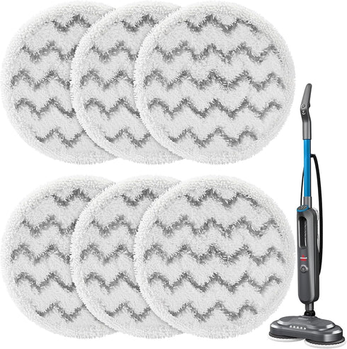 6 Pack 3897A / 3712 Rotating Steam Mop Pads Replacement for Bissell