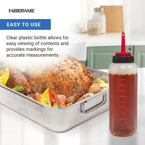 Farberware BBQ Squeeze Bottle: Flavor Basting Set for Mess Free Cooking Indoors and Outdoors, Dishwasher Safe with