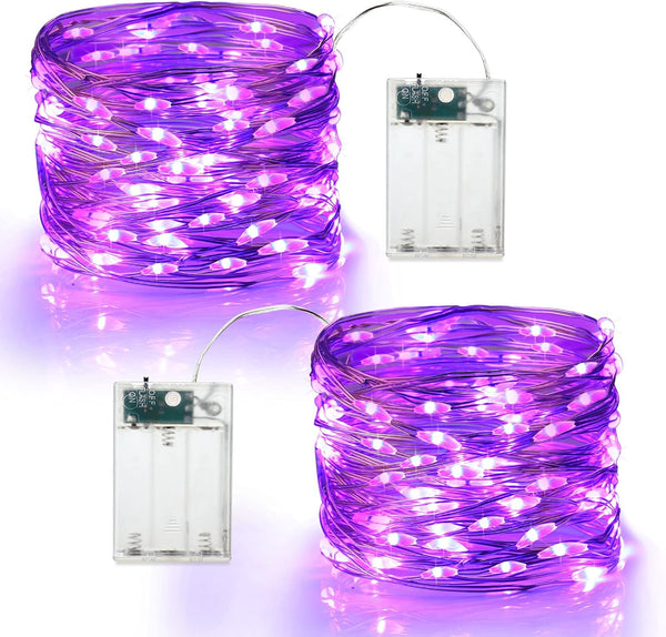 Brizled Purple Halloween Lights, 19.47ft 60 LED Battery Powered Twinkle/Steady On String Lights