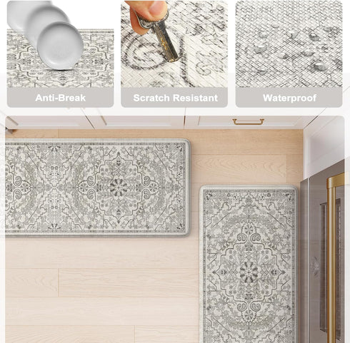KIMODE Kitchen Mats Set of 2, Cushioned Anti Fatigue Non-Slip Kitchen Rugs, Padded Floor Mat for Sink, Laundry, Office