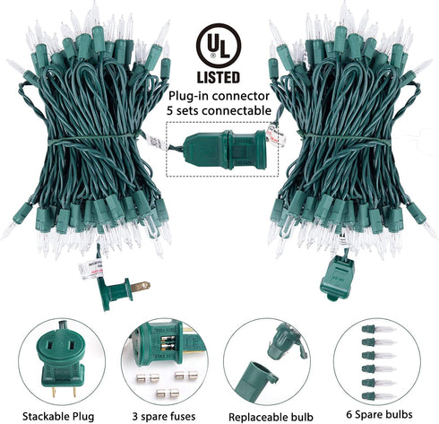 3 Pack 20 100 Counts Minetom Clear Christmas String Lights Feet Warm Mini Lights for Christmas Indoor Outdoor Patio
